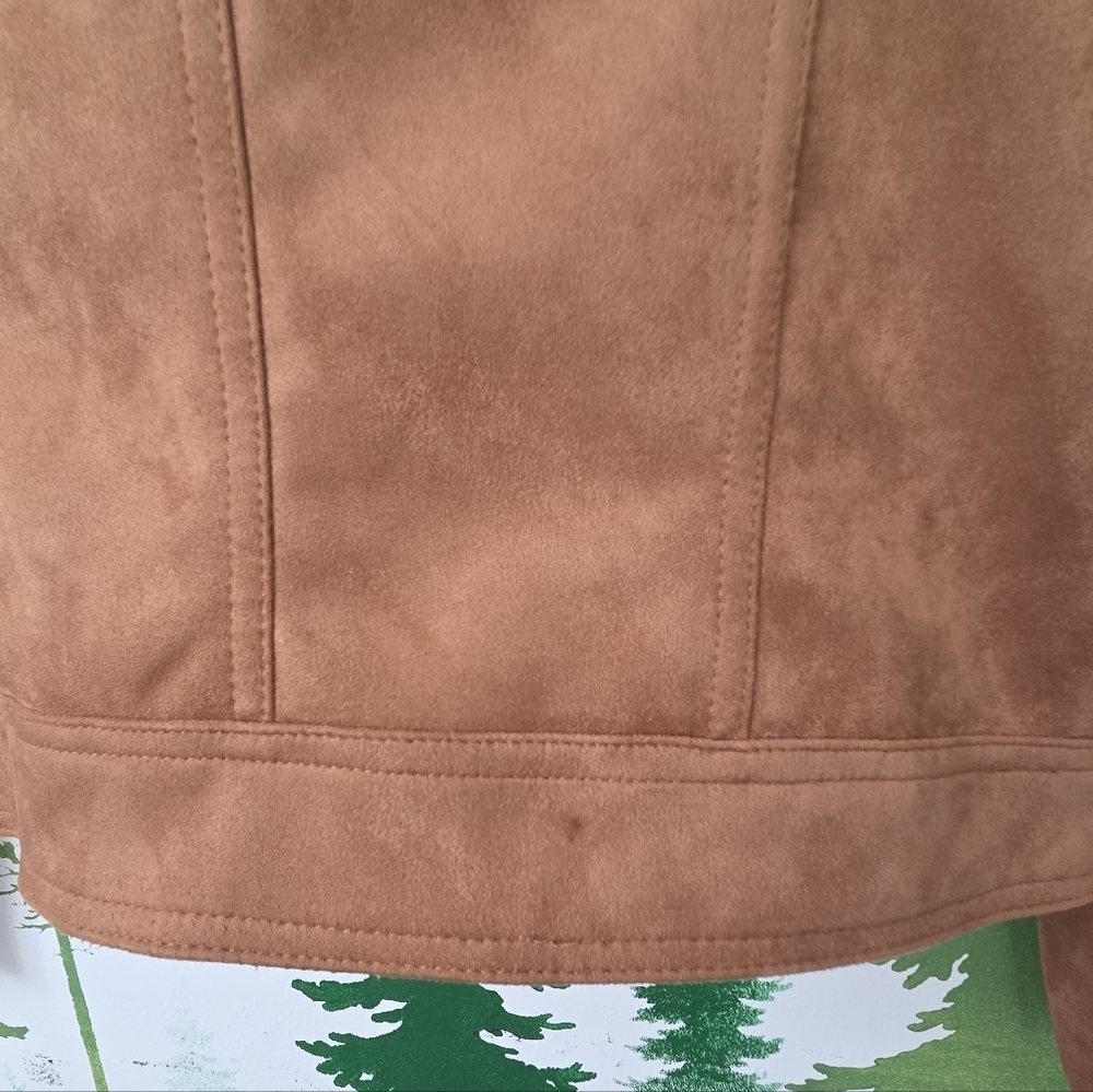 Tan Suede Anthropologie Women's Moto Jacket - Picture 8 of 10